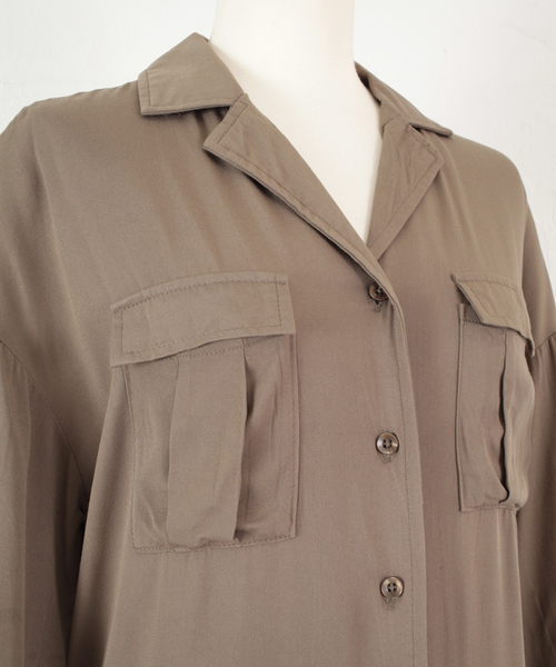 titivate（ティティベイト）の「2WAYﾂｲﾙｼｬﾂﾜﾝﾋﾟｰｽ（シャツワンピース・レディース・ベージュ/カーキ/ネイビー・M）」の10枚目の写真