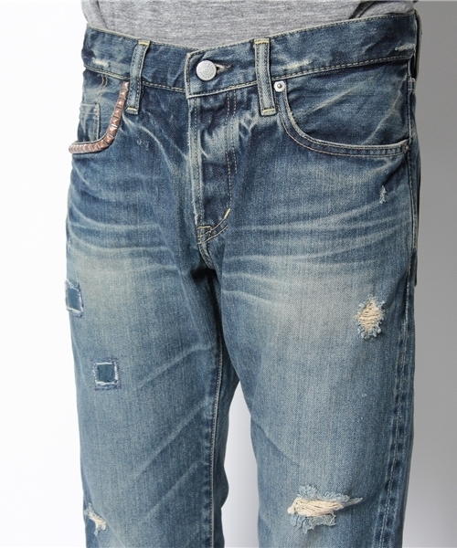 HYSTERIC GLAMOUR（ヒステリックグラマー）の「SP加工デニムリメイクストレートPT（デニムパンツ・メンズ・インディゴブルー・28inch/30inch/32inch/34inch）」の4枚目の写真