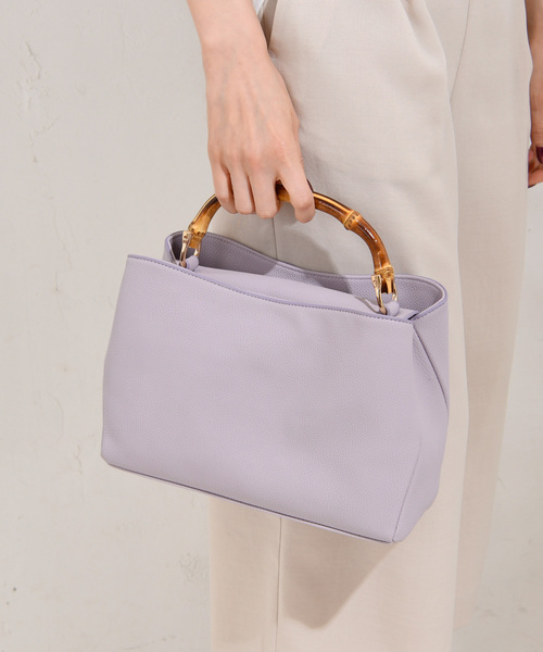 RIVE DROITE（リヴドロワ）の「バンブーMINIバッグ（ハンドバッグ・レディース・パープル/ブラウン/アイボリー/サックスブルー・FREE）」の4枚目の写真