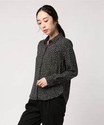 ランダムドット コンパクトシャツブラウス