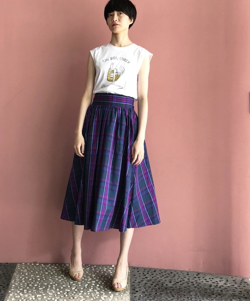 PICCIN（ピッチン）の「ダークマドラスチェックロングスカート（スカート・レディース・ネイビー/グリーン・MEDIUM/LARGE）」の7枚目の写真