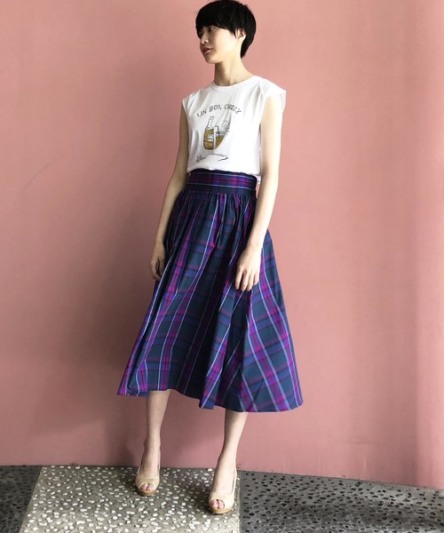 PICCIN（ピッチン）の「ダークマドラスチェックロングスカート（スカート・レディース・ネイビー/グリーン・MEDIUM/LARGE）」の8枚目の写真