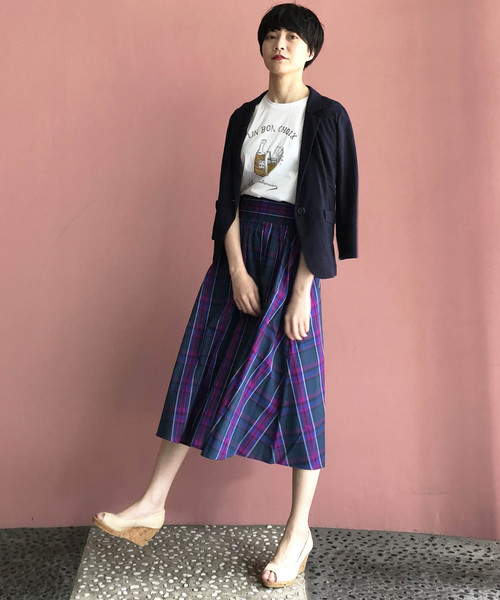 PICCIN（ピッチン）の「ダークマドラスチェックロングスカート（スカート・レディース・ネイビー/グリーン・MEDIUM/LARGE）」の9枚目の写真