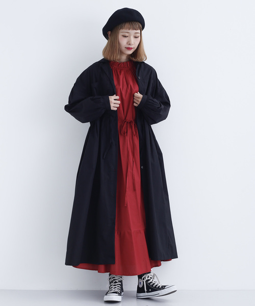 MERLOT（メルロー）の「オープンカラー切り替えギャザーワンピース7802（ワンピース・レディース・ブラック/グリーン/マスタード・FREE）」の6枚目の写真