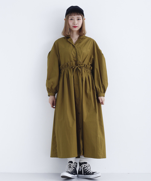 MERLOT（メルロー）の「オープンカラー切り替えギャザーワンピース7802（ワンピース・レディース・ブラック/グリーン/マスタード・FREE）」の13枚目の写真