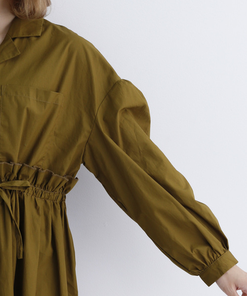 MERLOT（メルロー）の「オープンカラー切り替えギャザーワンピース7802（ワンピース・レディース・ブラック/グリーン/マスタード・FREE）」の18枚目の写真