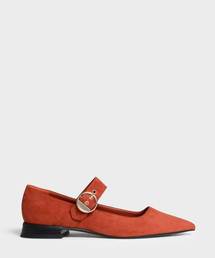 ゴールドバックルディテールメリージェーンフラット / Gold Buckle Detail Mary Jane Flats
