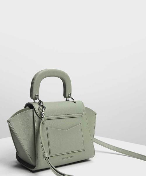 CHARLES & KEITH ハンドバッグ ジオメトリック シティ 金具 合皮 