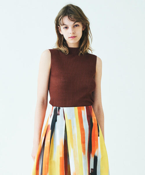 BALLSEY（ボールジィ）の「コットンリブ ノースリーブプルオーバー（ニット/セーター・レディース・ネイビー/シルバー系その他/ブラウン/ホワイト/カーキ/ブラック/ライトパープル・S/M/L）」の3枚目の写真