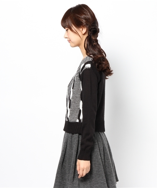 mystic（ミスティック）の「ケーブル2トーンプルオーバー（ニット/セーター・レディース・キャメル/ブラック/グレー・ﾌﾘ-）」の5枚目の写真