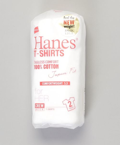 HANES(ヘインズ)の「【HANES/ヘインズ】JAPAN FIT(ジャパンフィット)クルー2P/無地/2枚組(Tシャツ/カットソー・レディース・ホワイト・MEDIUM/LARGE)」の1枚目の写真