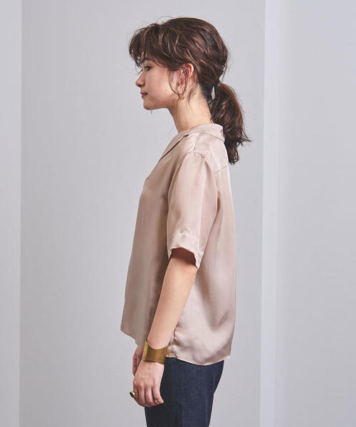 UNITED ARROWS（ユナイテッドアローズ）の「UBCB サテン オープンカラー シャツブラウス◆（シャツ/ブラウス・レディース・ライトピンク/オフホワイト・38/36）」の12枚目の写真