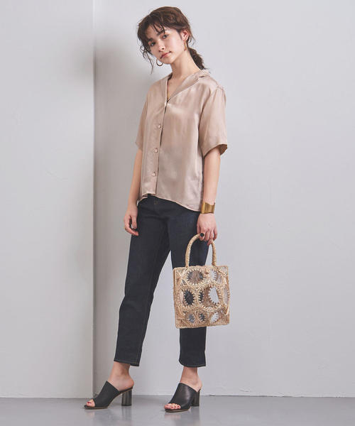 UNITED ARROWS（ユナイテッドアローズ）の「UBCB サテン オープンカラー シャツブラウス◆（シャツ/ブラウス・レディース・ライトピンク/オフホワイト・38/36）」の5枚目の写真