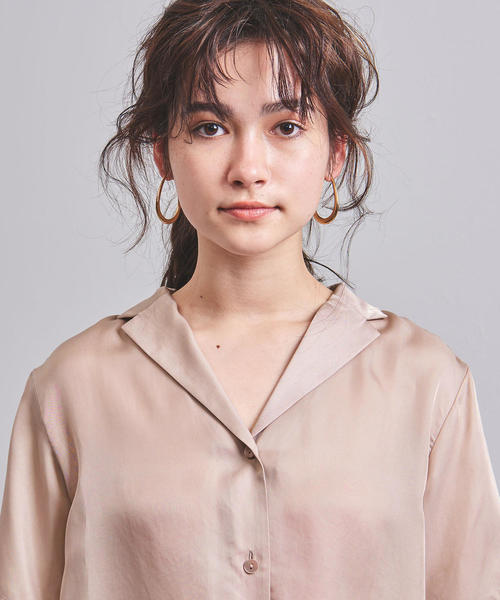 UNITED ARROWS（ユナイテッドアローズ）の「UBCB サテン オープンカラー シャツブラウス◆（シャツ/ブラウス・レディース・ライトピンク/オフホワイト・38/36）」の6枚目の写真