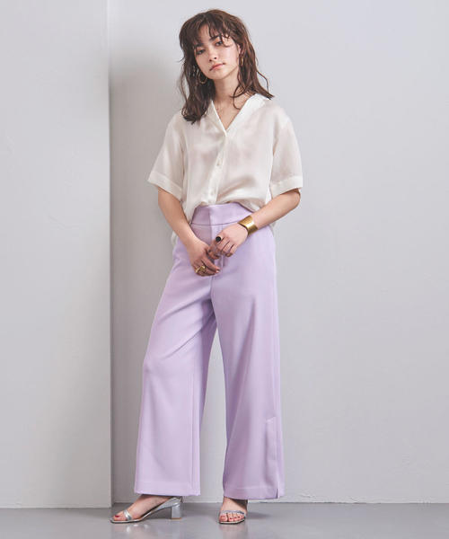 UNITED ARROWS（ユナイテッドアローズ）の「UBCB サテン オープンカラー シャツブラウス◆（シャツ/ブラウス・レディース・ライトピンク/オフホワイト・38/36）」の4枚目の写真