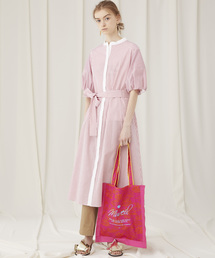 MUVEIL（ミュベール）の「【MUVEIL】ストライプ前開きワンピース