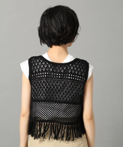 LOWRYS FARM(ローリーズファーム)の「カギバリノースリーブ 836044(ニット/セーター・レディース・アイボリー/ブラック/ブルー・FREE)」の4枚目の写真