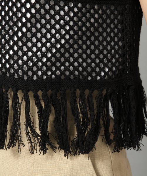 LOWRYS FARM(ローリーズファーム)の「カギバリノースリーブ 836044(ニット/セーター・レディース・アイボリー/ブラック/ブルー・FREE)」の6枚目の写真