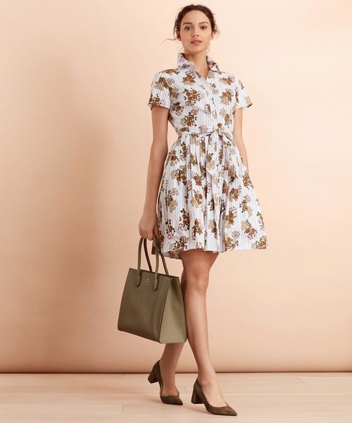 100 の保証 ブルックスブラザーズ ワンピース 花柄 ストライプ ワンピース Www Cecop Gob Mx