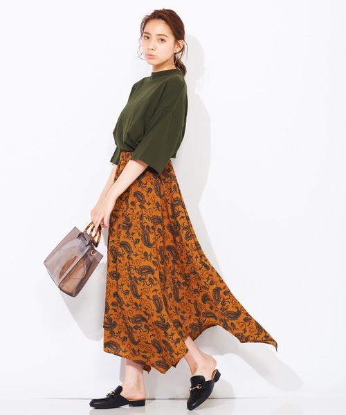 WEGO（ウィゴー）の「WEGO/USAコットンワイドハイネックTシャツ（Tシャツ/カットソー・レディース・パープル/グリーン/ライトベージュ/ダークオレンジ・FREE）」の6枚目の写真