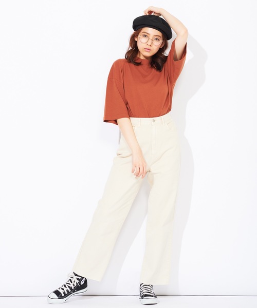 WEGO（ウィゴー）の「WEGO/USAコットンワイドハイネックTシャツ（Tシャツ/カットソー・レディース・パープル/グリーン/ライトベージュ/ダークオレンジ・FREE）」の8枚目の写真