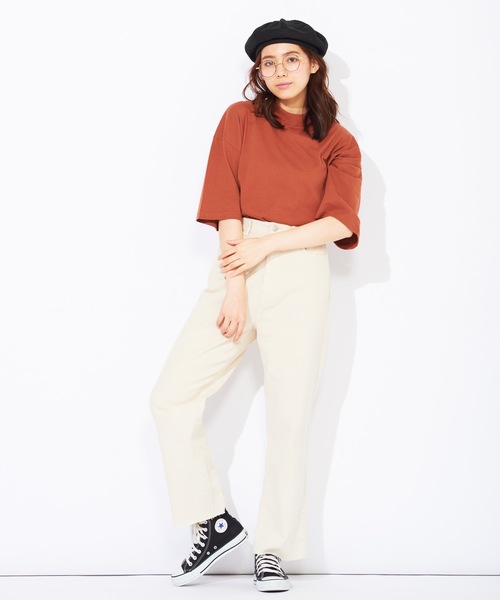 WEGO（ウィゴー）の「WEGO/USAコットンワイドハイネックTシャツ（Tシャツ/カットソー・レディース・パープル/グリーン/ライトベージュ/ダークオレンジ・FREE）」の9枚目の写真