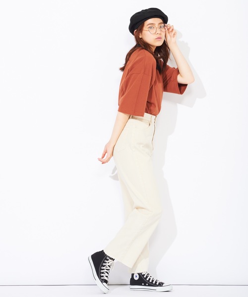 WEGO（ウィゴー）の「WEGO/USAコットンワイドハイネックTシャツ（Tシャツ/カットソー・レディース・パープル/グリーン/ライトベージュ/ダークオレンジ・FREE）」の10枚目の写真