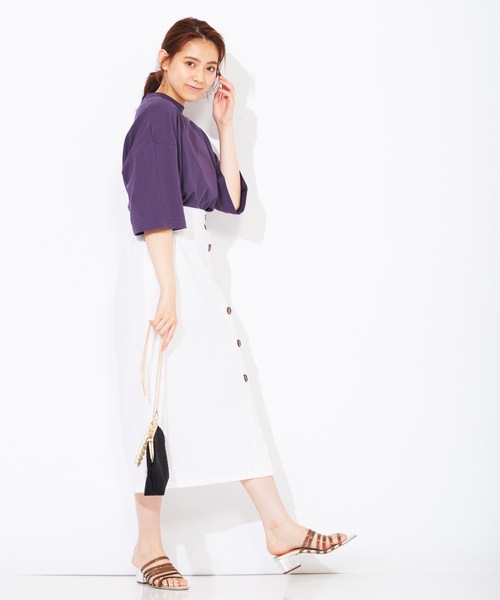 WEGO（ウィゴー）の「WEGO/USAコットンワイドハイネックTシャツ（Tシャツ/カットソー・レディース・パープル/グリーン/ライトベージュ/ダークオレンジ・FREE）」の15枚目の写真