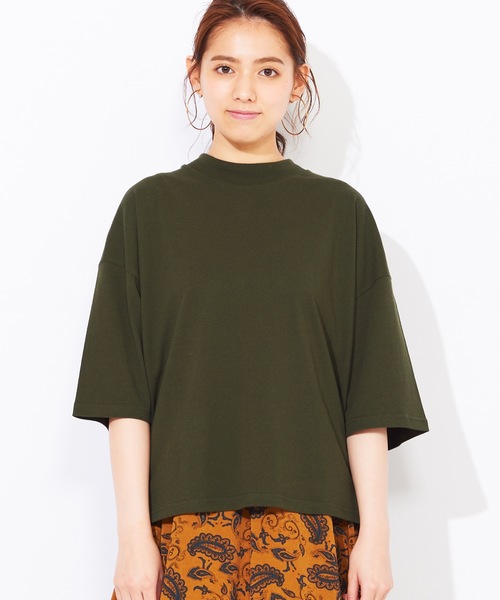 WEGO（ウィゴー）の「WEGO/USAコットンワイドハイネックTシャツ（Tシャツ/カットソー・レディース・パープル/グリーン/ライトベージュ/ダークオレンジ・FREE）」の17枚目の写真