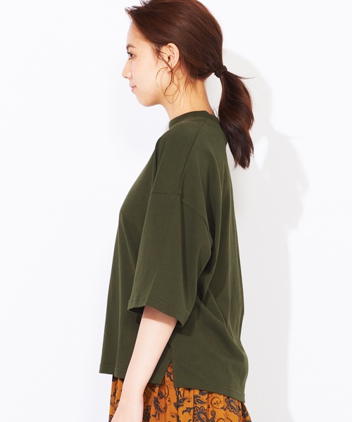 WEGO（ウィゴー）の「WEGO/USAコットンワイドハイネックTシャツ（Tシャツ/カットソー・レディース・パープル/グリーン/ライトベージュ/ダークオレンジ・FREE）」の18枚目の写真