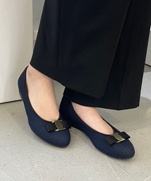 日本製 リボンバレッタ フラットパンプス ポインテッドトゥ バレエシューズ