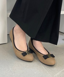 日本製 リボンバレッタ フラットパンプス ポインテッドトゥ バレエシューズ