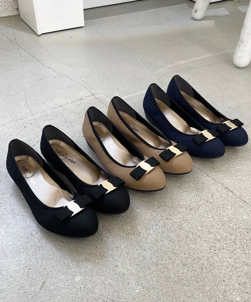【★PANCHAN】ブラックバレエシューズ リボン付き フラットパンプス ☆PANCHAN様専用】ブラックバレエシューズ リボン付き フラット