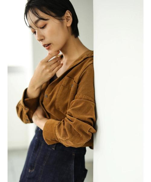 AMERICAN HOLIC（アメリカンホリック）の「コール天シャツジャケット　＊（シャツ/ブラウス・レディース・アイボリー/グレイッシュベージュ/キャメル・M/L）」の21枚目の写真