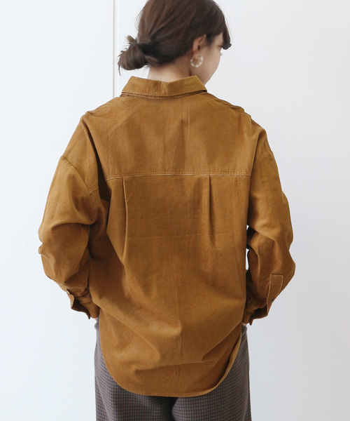 AMERICAN HOLIC（アメリカンホリック）の「コール天シャツジャケット　＊（シャツ/ブラウス・レディース・アイボリー/グレイッシュベージュ/キャメル・M/L）」の5枚目の写真
