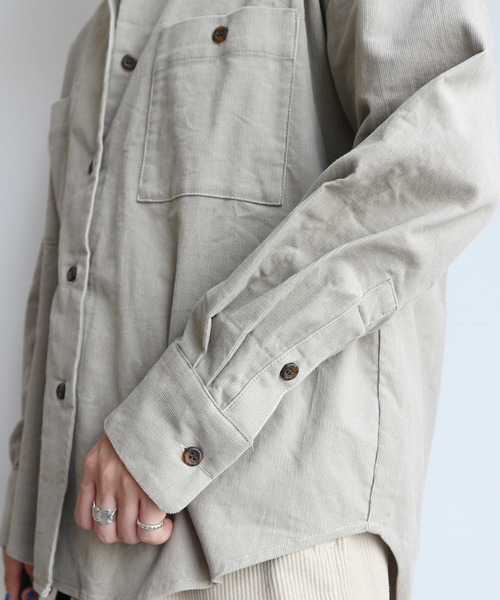 AMERICAN HOLIC（アメリカンホリック）の「コール天シャツジャケット　＊（シャツ/ブラウス・レディース・アイボリー/グレイッシュベージュ/キャメル・M/L）」の6枚目の写真