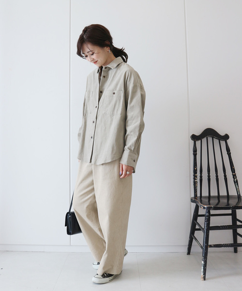 AMERICAN HOLIC（アメリカンホリック）の「コール天シャツジャケット　＊（シャツ/ブラウス・レディース・アイボリー/グレイッシュベージュ/キャメル・M/L）」の7枚目の写真