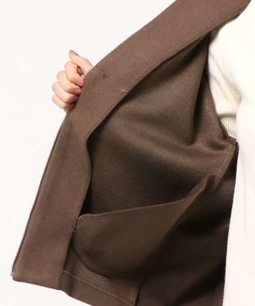 DouDou（ドゥドゥ）の「ショートジップブルゾン（その他アウター・レディース・サックスブルー/モカ/ピンクベージュ・FREE）」の6枚目の写真