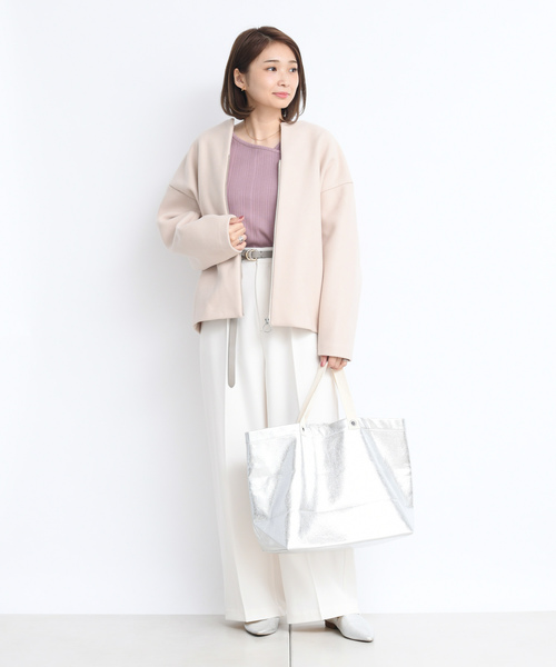 DouDou（ドゥドゥ）の「ショートジップブルゾン（その他アウター・レディース・サックスブルー/モカ/ピンクベージュ・FREE）」の10枚目の写真