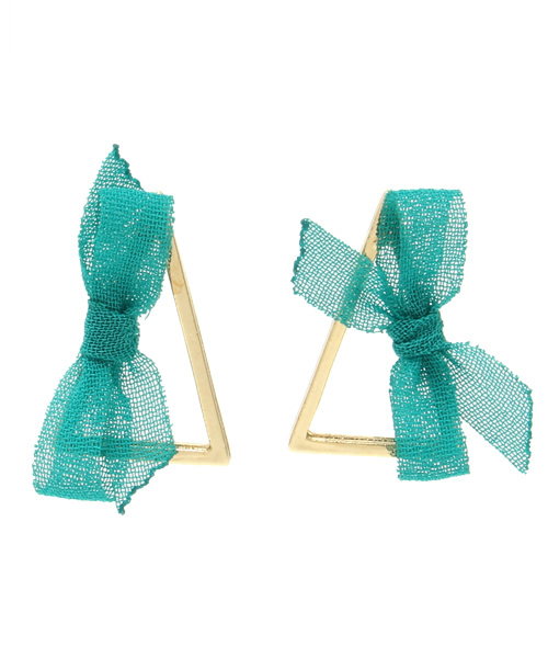 mystic(ミスティック)の「リボントライアングルピア(ピアス(両耳用)・レディース・パープル/イエロー/グリーン・フリ-)」の1枚目の写真