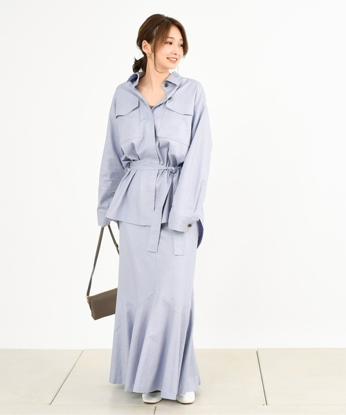 DouDou（ドゥドゥ）の「セットアップリネンストレッチフレアスカート（スカート・レディース・グレー/カーキ/ラベンダー・36/38）」の16枚目の写真