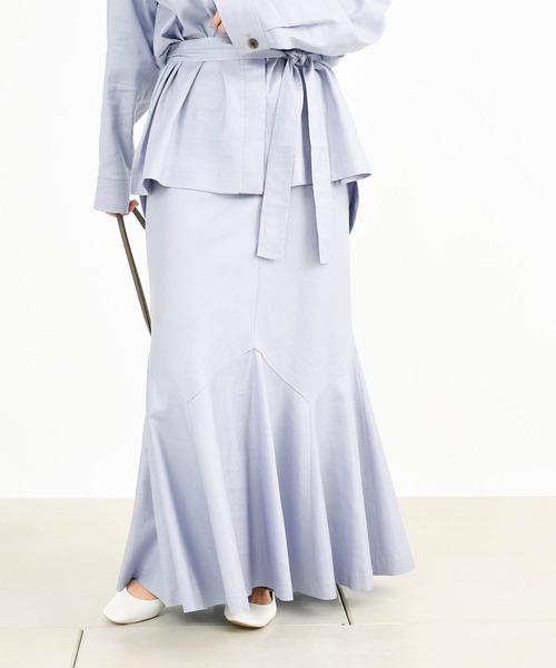 DouDou（ドゥドゥ）の「セットアップリネンストレッチフレアスカート（スカート・レディース・グレー/カーキ/ラベンダー・36/38）」の17枚目の写真