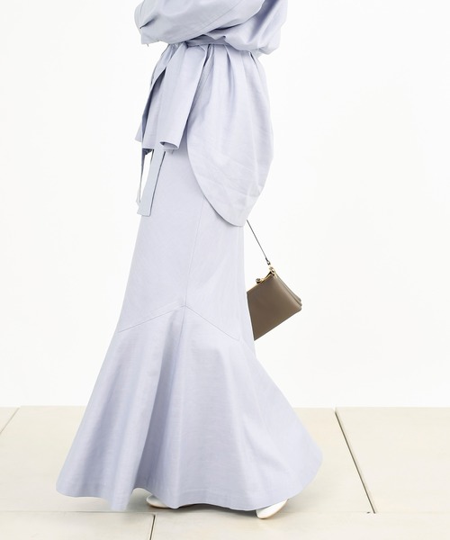 DouDou（ドゥドゥ）の「セットアップリネンストレッチフレアスカート（スカート・レディース・グレー/カーキ/ラベンダー・36/38）」の18枚目の写真