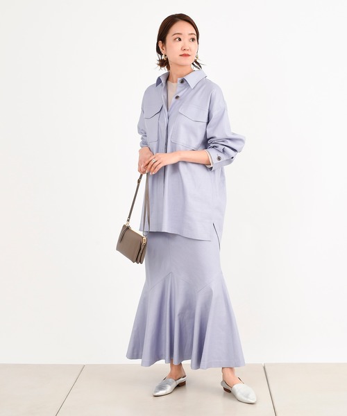 DouDou（ドゥドゥ）の「セットアップリネンストレッチフレアスカート（スカート・レディース・グレー/カーキ/ラベンダー・36/38）」の21枚目の写真