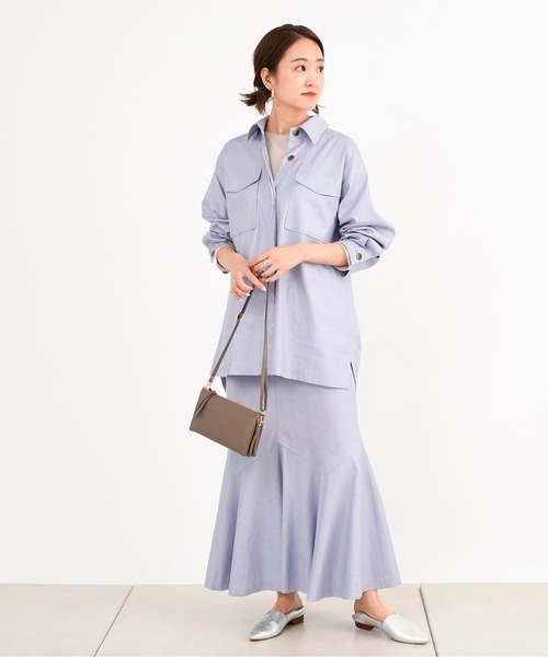 DouDou（ドゥドゥ）の「セットアップリネンストレッチフレアスカート（スカート・レディース・グレー/カーキ/ラベンダー・36/38）」の22枚目の写真