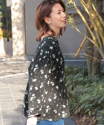 LEPSIM | ハナガラVネックタックブラウス　865118(シャツ/ブラウス)