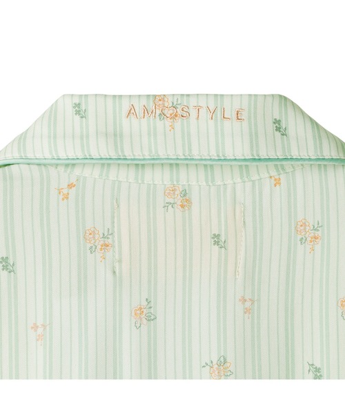 AMOSTYLE BY TRIUMPH(アモスタイルバイトリンプ)の「ウィメンズウェア フォークフローラル プリントパジャマトップ AMSTNW01 Top26-Q JX(ルームウェア/パジャマ・レディース・ピンク/グリーン・M/L)」の6枚目の写真