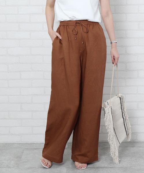 coen（コーエン）の「【セットアップ対応・WEB限定サイズ:XL】リネンレーヨンイージーパンツ#（ワイドパンツ）（その他パンツ・レディース・ブラック/ブラウン/グリーン・LARGE/MEDIUM/SMALL/X-LARGE）」の3枚目の写真