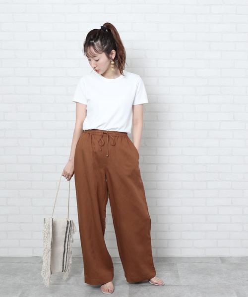 coen（コーエン）の「【セットアップ対応・WEB限定サイズ:XL】リネンレーヨンイージーパンツ#（ワイドパンツ）（その他パンツ・レディース・ブラック/ブラウン/グリーン・LARGE/MEDIUM/SMALL/X-LARGE）」の11枚目の写真