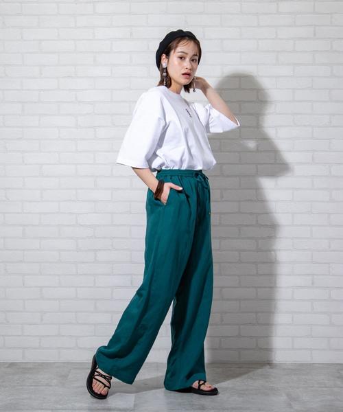 coen（コーエン）の「【セットアップ対応・WEB限定サイズ:XL】リネンレーヨンイージーパンツ#（ワイドパンツ）（その他パンツ・レディース・ブラック/ブラウン/グリーン・LARGE/MEDIUM/SMALL/X-LARGE）」の8枚目の写真